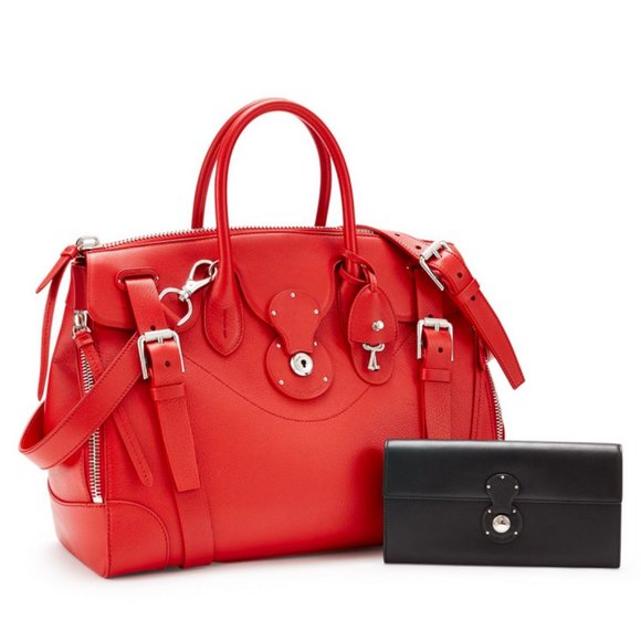 $3500 STUNNING RALPH LAUREN RICKY 40 LARGE CALFSKIN SATCHEL RED BAG - Picture 16 of 16